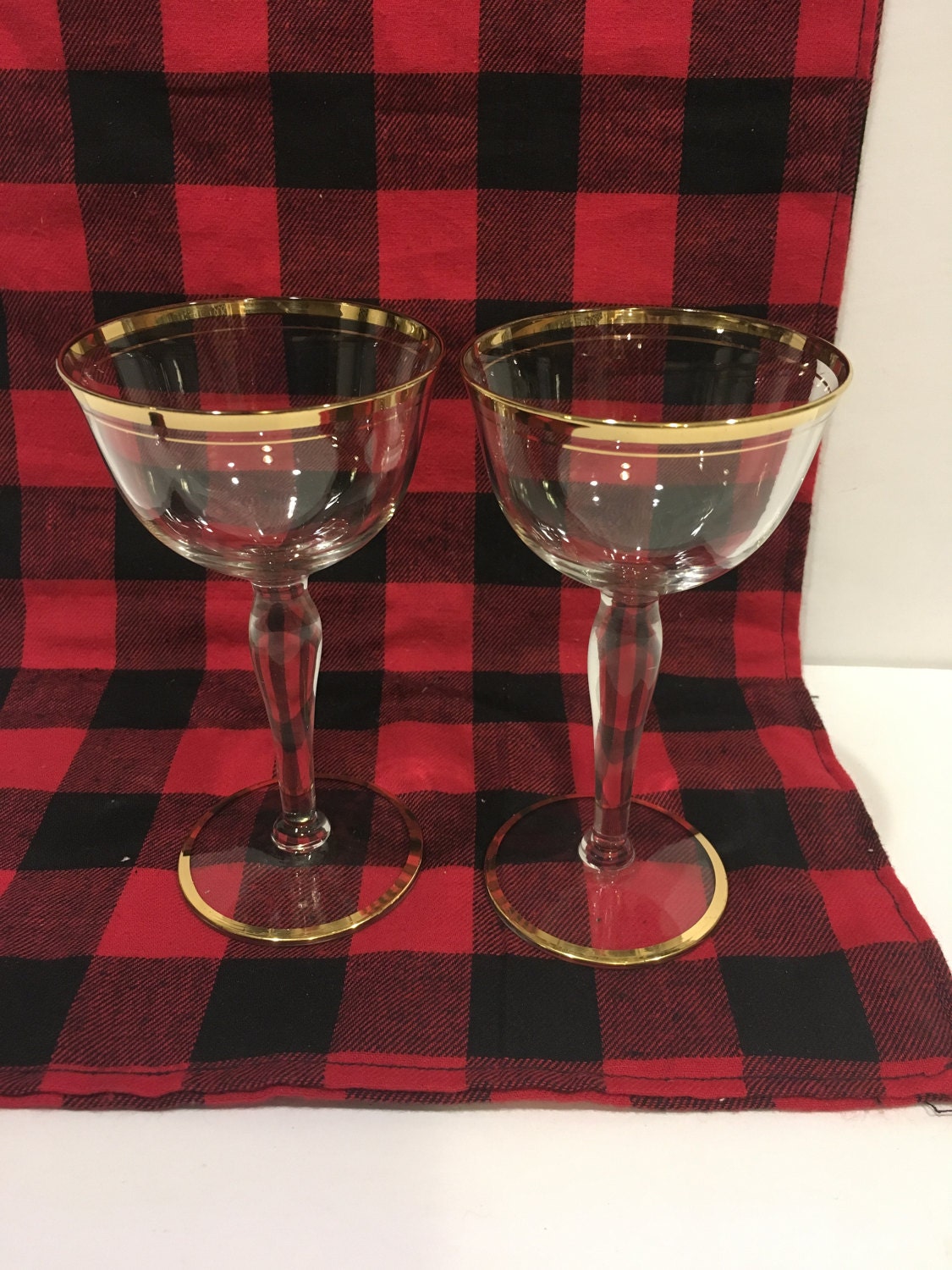 Vintage Glasses Gold Trim Glasses Wine Cocktail Barware Etsy