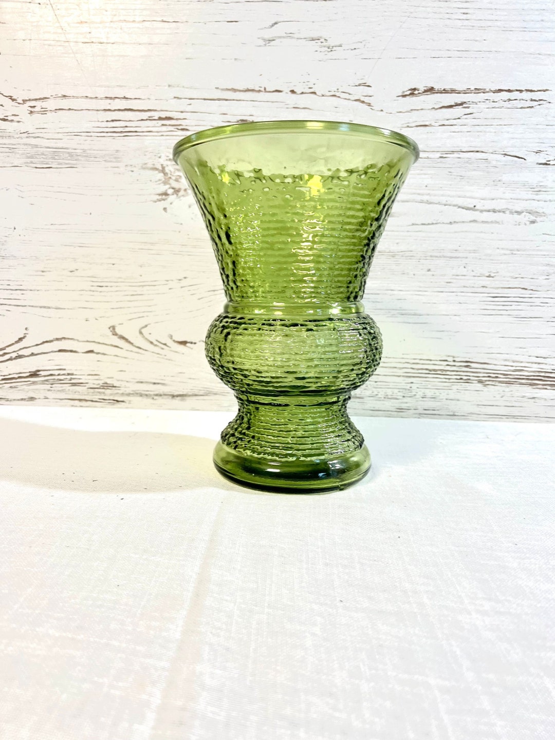 Vintage Green Glass Vase Large Soreno Napco Cleveland Usa Mid Century Retro Etsy