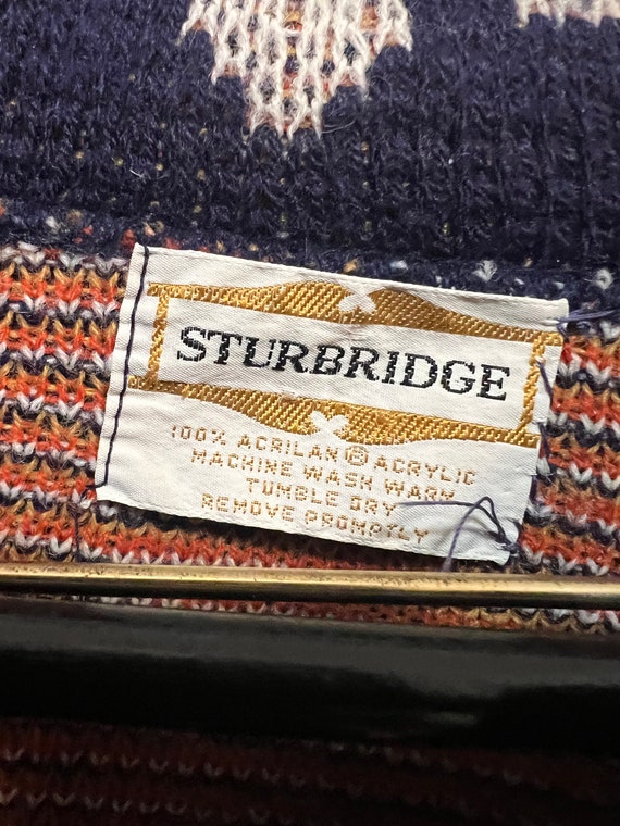 Vintage Sturbridge cape sweater blue sunflower re… - image 2