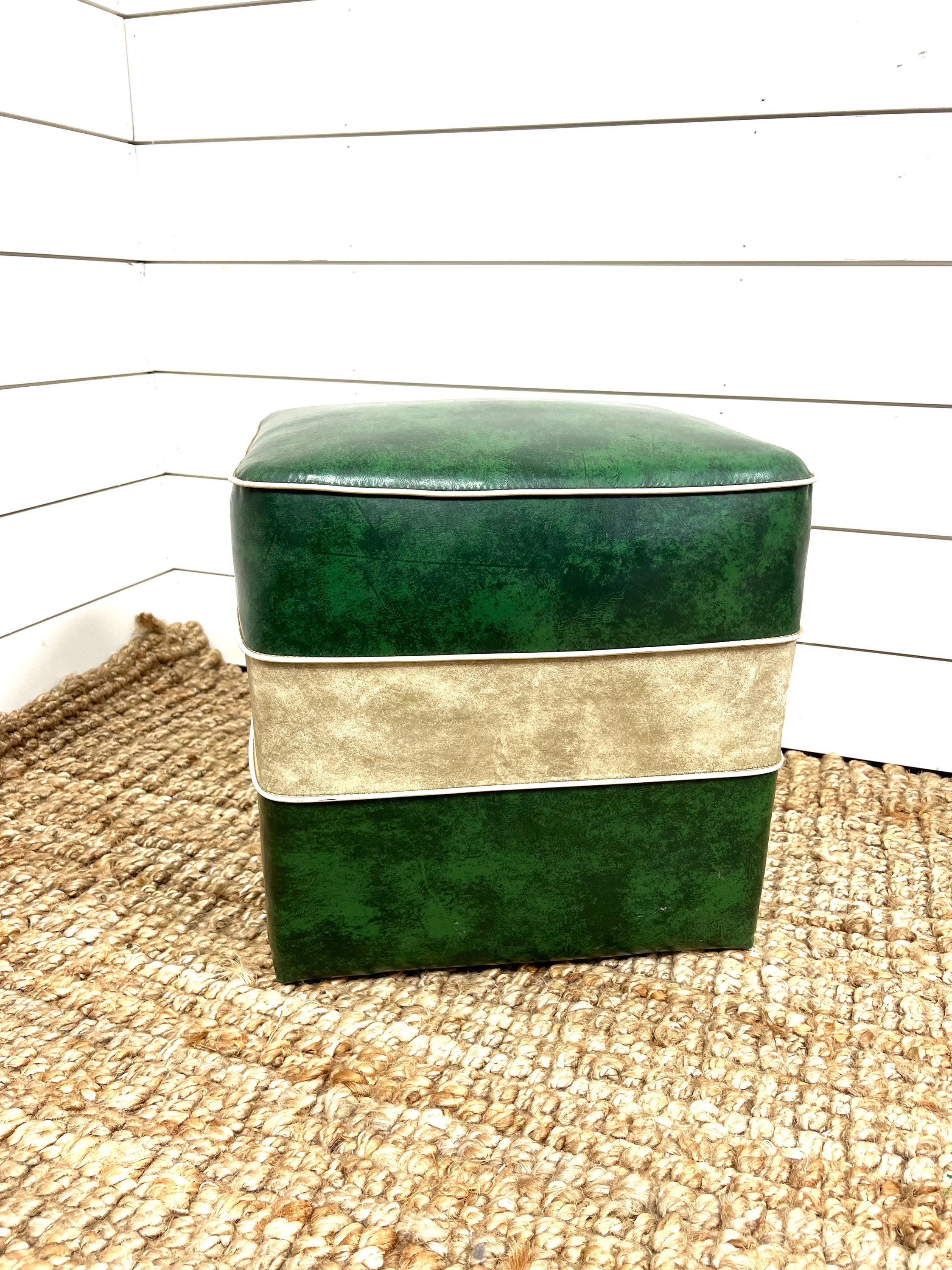 Vintage Vinyl Foot Stool Mid Century Decor Retro Etsy