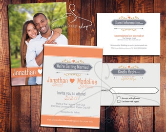 Wedding Invitation/ Announcement, Guest Information, and Reply Card set
