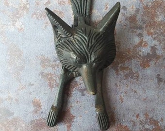 Antique Brass Fox Door Knocker, Vintage Style Iron Door Knocker