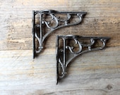 Pair of Cast Iron Classic Victorian Scroll Shelf Brackets Vintage Style, Antique Style 3 by 4 inch