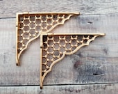 Pair Cast Iron Gold Shelf Brackets Metal Antique 6 inch by 4 3 4 inch Honeycomb Cast Iron Shelf Brackets