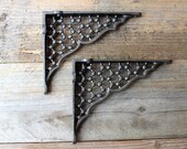 Pair of Cast Iron Shelf Brackets Metal Antique Style 6 inch by 4 3 4 inch Honeycomb Cast Iron Shelf Brackets