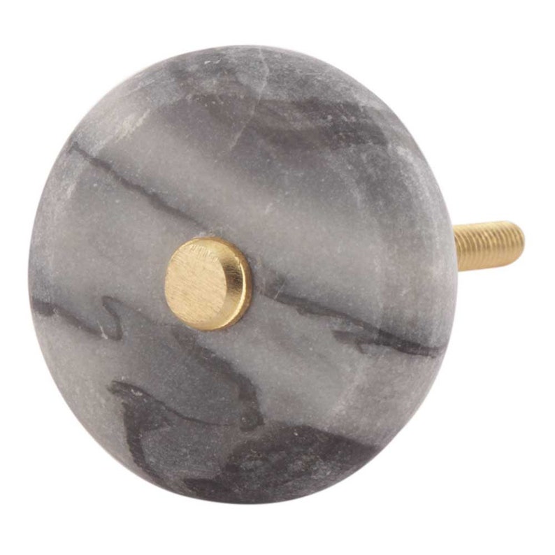Grey Stone Drawer Knob Pull With Gold Fitting Stone Furniture Etsy