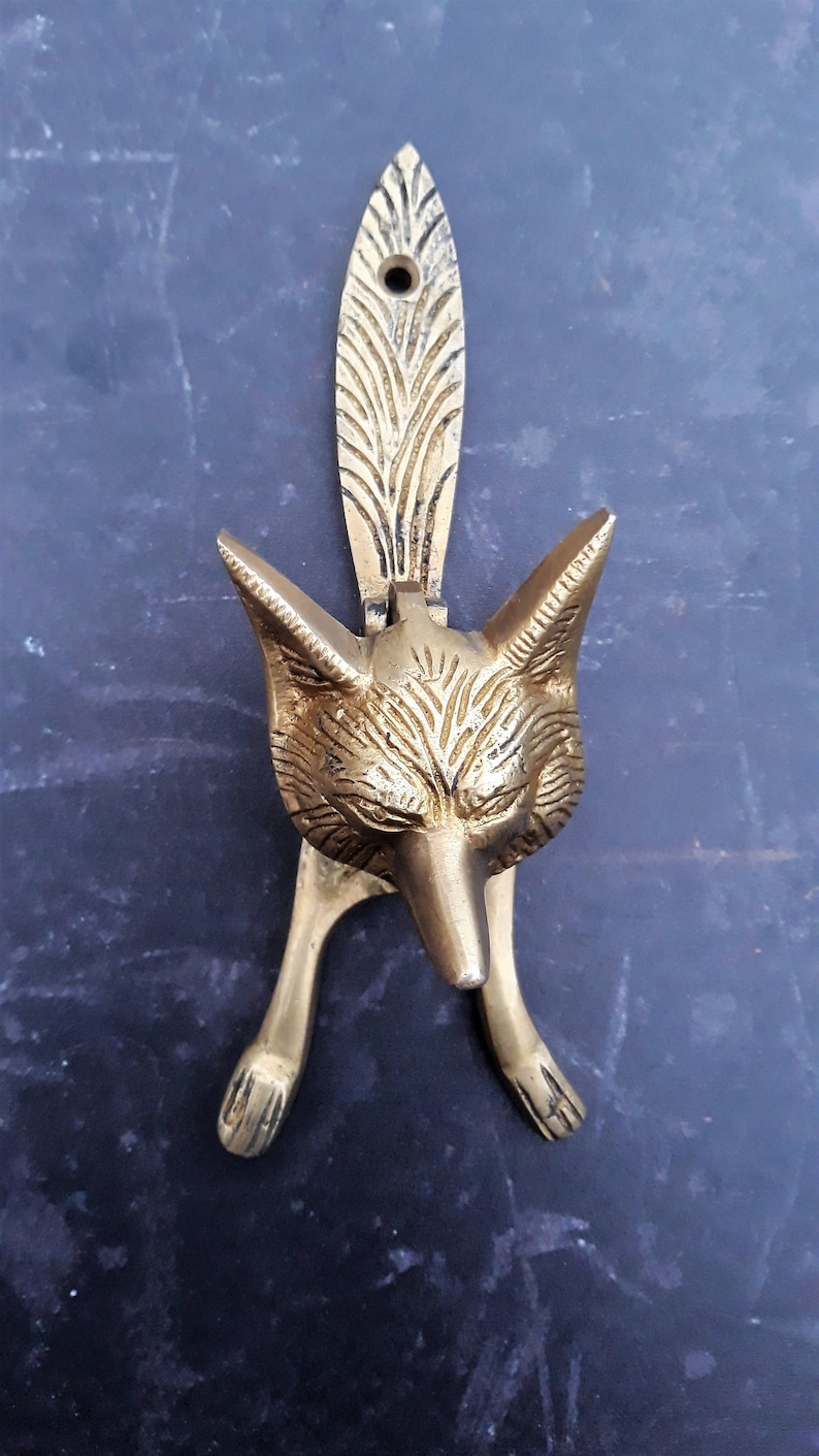 Antique Brass Fox Door Knocker, Vintage Style Iron Door Knocker image 1