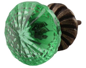 Green Glass Crystal Knob, Green Drawer Knob  Door Knob Handles abd Drawer Pulls