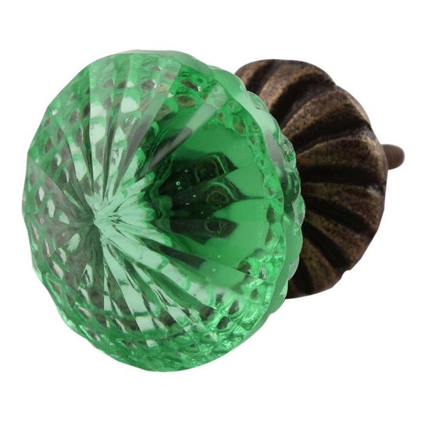 Green Glass Crystal Knob, Green Drawer Knob  Door Knob Handles abd Drawer Pulls