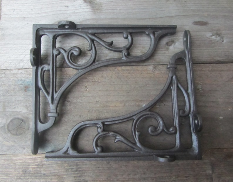 Hooks Brackets Curtain Rods Antiques Set Of 4 Cast Iron Shelf