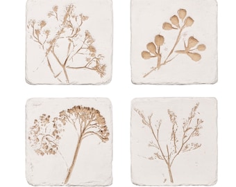 Flower Imprint Coasters - Set Of 4