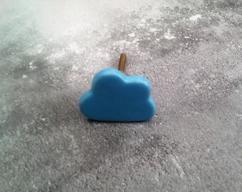 Blue  Fluffy Cloud Drawer Knob  Door Knob Pull Handle Nursery