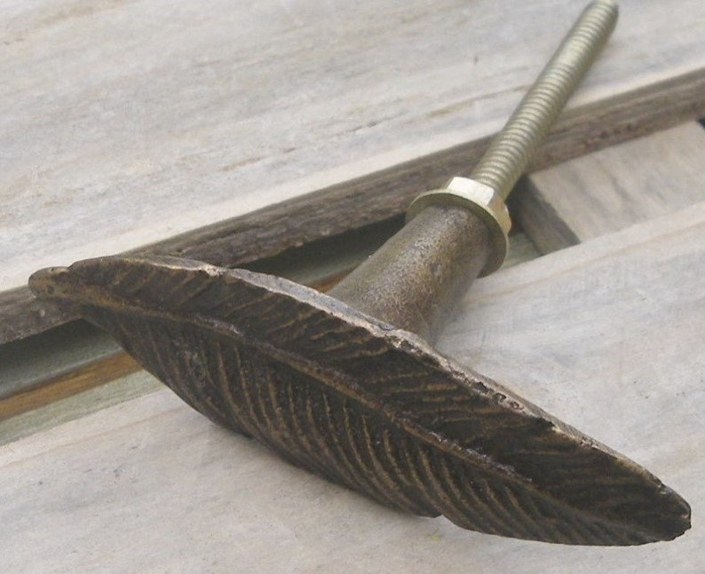 Metal Bird Feather Drawer Knob Pull image 2