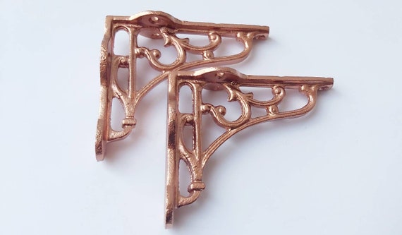 Pair Of Vintage Cast Iron Scroll Shelf Brackets – Victorian Style, Rust Finish, 125-150mm