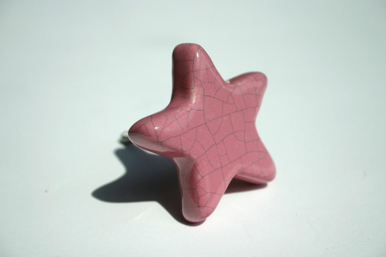 Nautical Decor Pale Blue Pink Children Nursery White Star Drawer Knob