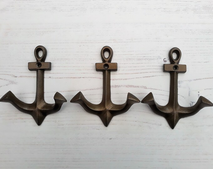 Set of 3 Anchor Double Hook Coat Hooks Wall Hooks Cast Iron Etsy