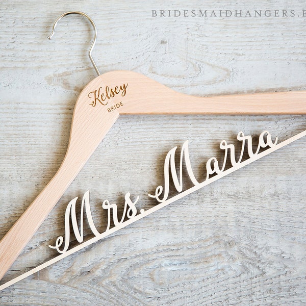 Personalized Bride Hanger, Wedding Dress Hanger, Custom Bride Hanger, Wedding Hanger, Bridal Shower Gift, Bridesmaid Gifts, Mrs Hanger 08