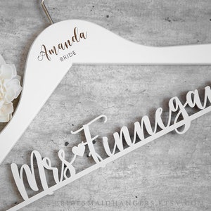 Wedding Dress Hanger, Wedding Hanger, Bridal Hanger, Personalized Bride Hanger, Bridal Shower Hanger, Bridal Name Hanger, Wedding Party Gift image 3