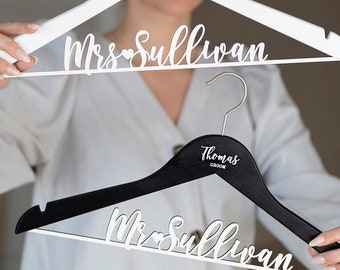 Bride & Groom Hangers, Last Name Hangers, Wedding Hangers, Engagement Gift, Personalized Hangers for Newlyweds, Bride Hanger, Groom Hanger