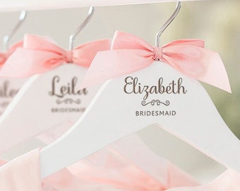 Wedding Hangers, Personalized Bridesmaid Hangers, Wooden Engraved Hanger, Bridesmaid Gifts, Bridal Dress Hanger, Wedding Name Hangers