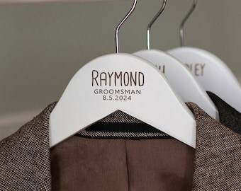Wedding Groom Hangers, Wooden Engraved Hanger, Personalized Groomsmen Hangers, Groomsmen Gifts, Groom Suit Hanger, Wedding Name Hangers