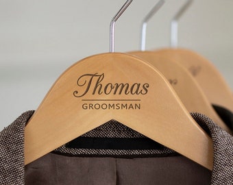 Groomsmen Gifts, Wedding Name Hangers, Wooden Engraved Hanger, Groom Suit Hanger, Personalized Groomsmen Hangers, Wedding Groom Hangers