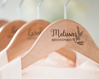 Bridesmaid Hangers, Personalized Hanger, Bridal Dress Hanger, Wooden Engraved Hanger, Wedding Hanger, Wedding Name Hangers