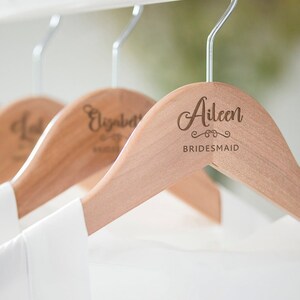 Bridesmaid Hangers, Wedding Hanger, Wooden Engraved Hanger, Bridal Dress Hanger, Personalized Bridesmaid Gift, Wedding Name Hangers