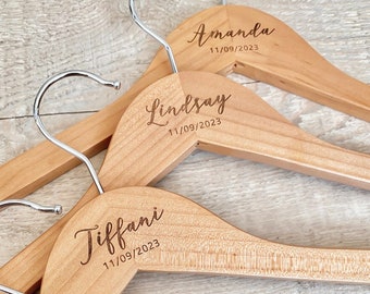 Bridesmaid Hangers, Wooden Engraved Hanger, Personalized Hanger, Wedding Hanger, Bridal Dress Hanger, Personalized Bridesmaid Gift