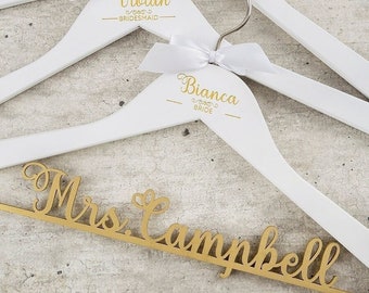 Bride & Bridesmaid Hangers Set, Wedding Hangers, Wedding Dress Hanger, Brdesmaid Proposal Gift, Bridesmaid Hangers, Bridal Shower Hangers