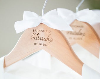 Personalized Bridesmaid Hangers, Wedding Hanger, Wooden Engraved Hanger, Bridal Dress Hanger, Wedding Name Hangers, Personalized Hanger