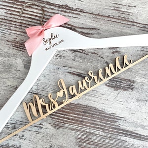 Wedding Dress Hanger, Bride Hanger, Personalized Wedding Hanger, Custom Bridal Hanger, Bridesmaid Gifts, Engagement Gift, Mrs Hanger 05 image 5