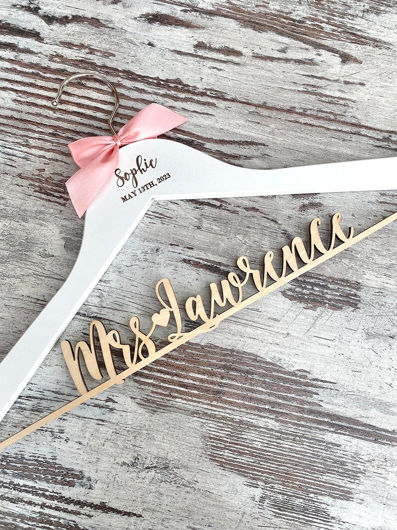 Wedding Dress Hanger, Bride Hanger, Personalized Wedding Hanger, Custom Bridal Hanger, Bridesmaid Gifts, Engagement Gift, Mrs Hanger 05 image 5