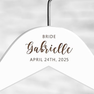 Wedding Dress Hanger, Wedding Hanger, Bridal Hanger, Personalized Bride Hanger, Bridal Shower Hanger, Bridal Name Hanger, Wedding Party Gift engraving only