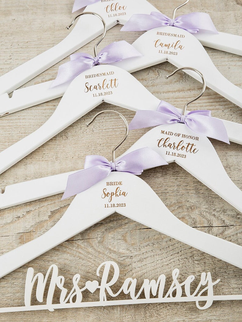 Bride & Bridesmaid Hangers Set Personalized Wedding Dress Etsy