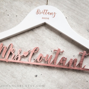 Wedding Hanger, Bridal Name Hanger, Bridal Hanger, Wedding Dress Hanger, Personalized Bride Hanger, Bridal Shower Hanger, Wedding Party Gift image 1