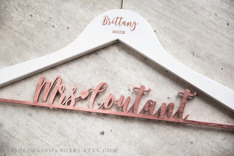 Wedding Hanger, Bridal Name Hanger, Bridal Hanger, Wedding Dress Hanger, Personalized Bride Hanger, Bridal Shower Hanger, Wedding Party Gift image 1