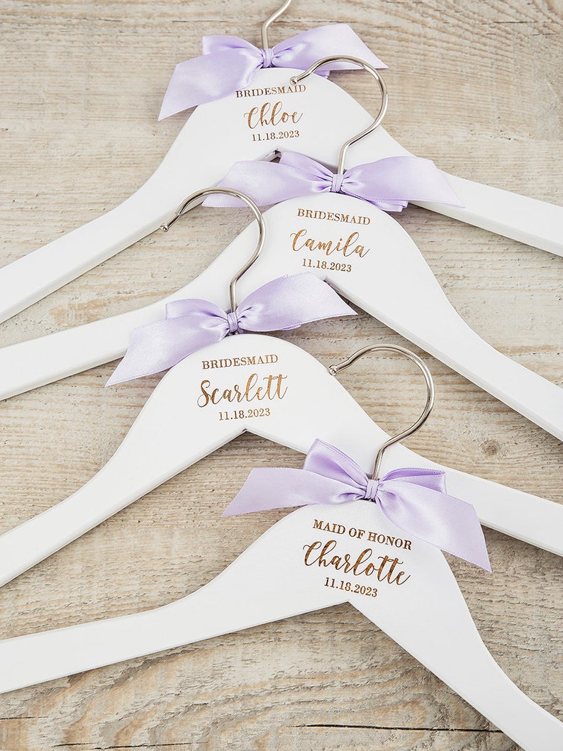 Bride & Bridesmaid Hangers Set Personalized Wedding Dress Etsy