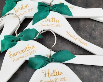 Bridesmaid Hangers, Personalized Bridesmaid Gift, Wedding Hanger, Wedding Name Hangers, Bridal Dress Hanger, Wooden Engraved Hanger