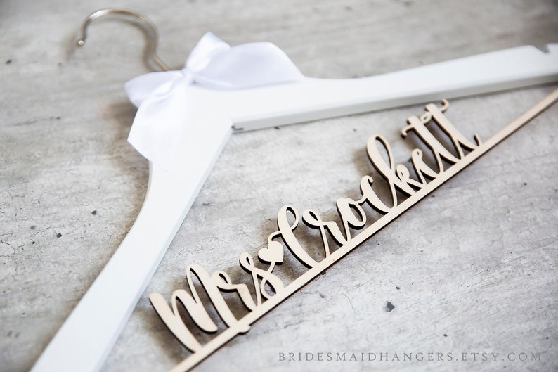 Wedding Dress Hanger, Bride Hanger, Personalized Wedding Hanger, Custom Bridal Hanger, Bridesmaid Gifts, Engagement Gift, Mrs Hanger 05 image 4