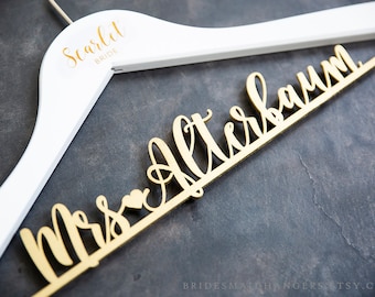 Bridal Hanger, Custom Wedding Dress Hanger, White Wedding Hanger, Personalized Bridal Hanger, Wedding Dress Hanger, Engraved, Customized