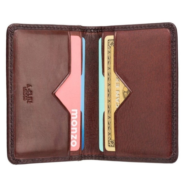Grained Leather RFID Card Holder: Slim Minimalist Wallet