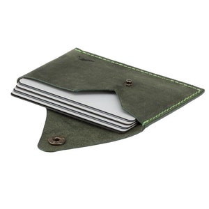 Schlanke Leder Minimalisten Karte Leder Brieftasche / Leder Visitenkartenetui | Tsuki von A-SLIM - Raw Green