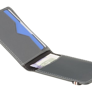 Cartera RFID pequeña con cierre elástico / Kihaku by A-SLIM - Gris + Negro