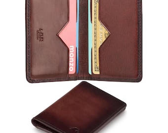 Slim Leather Card Wallet - Doku Bifold Card Holder - RFID Blocking Small Wallet