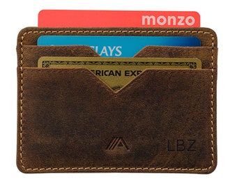 Personalised Leather Card Holder - Minimalist Wallet - Embossed Cardholder
