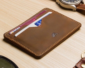 Slim Leather Card Holder Wallet | Mens Front Pocket Minimalist Cardholder | Handmade Full Grain | Gift for Him | A-SLIM Yaiba