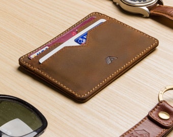 Slim Leather Card Holder Wallet | Mens Front Pocket Minimalist Cardholder | Handmade Full Grain | Gift for Him | A-SLIM Yaiba