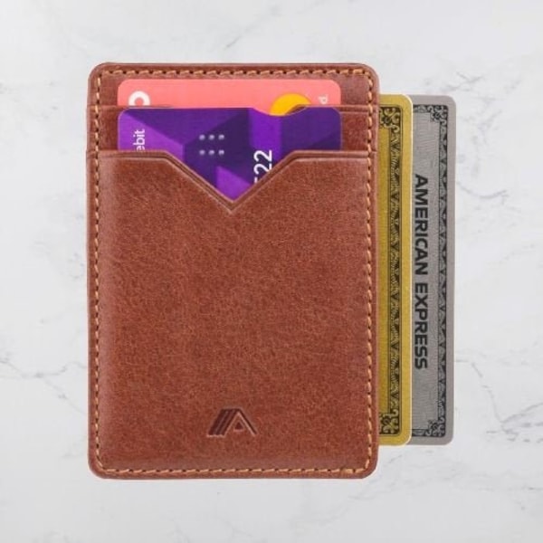 RFID Mens Card Holder - Slim Leather Card Wallet - Mans RFID Credit Card Holder Wallet - Upright Card Wallet - Skinny Wallet - Thin Wallet