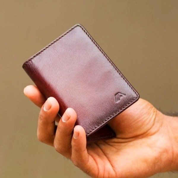 Burnished Leather Card Holder Wallets - Slim Wallet For Men - Minimalist Bifold Card Holder Wallet - Credit Card Case - RFID Wallet
